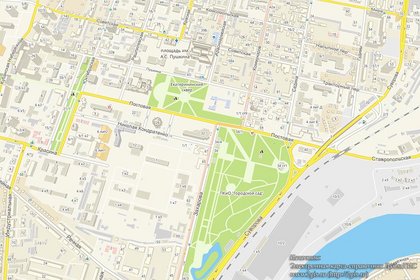 Екатерининский сквер и Городской сад на карте Краснодара