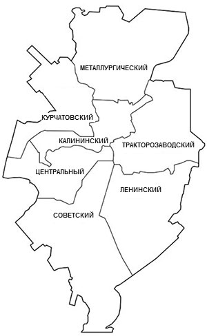 карта административных районов Челябинска